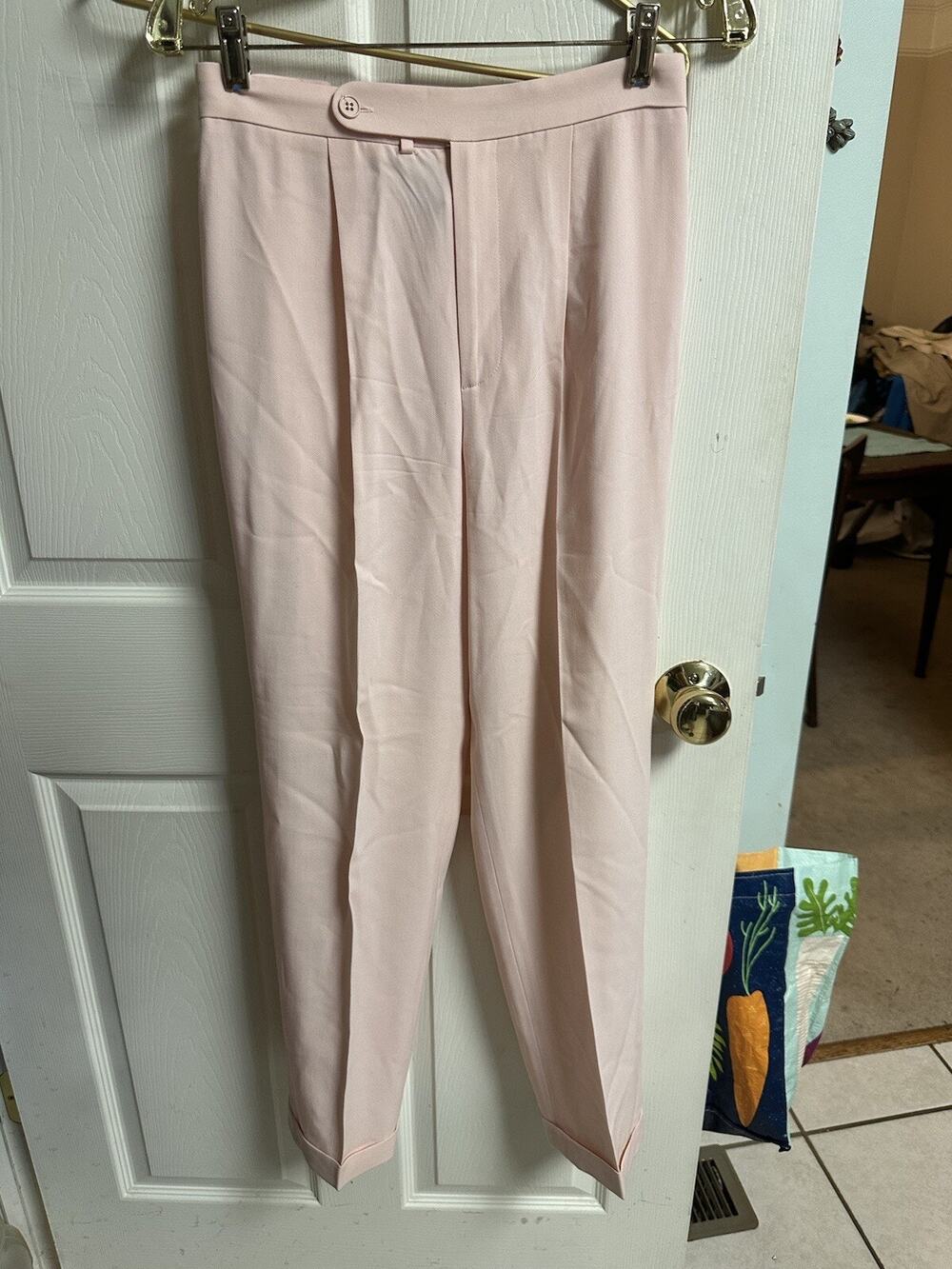 VNT 90s Y2K Ralph Lauren Pleated Cuffed Wool Pants Womens Med 6 Soft Pink 28x27
